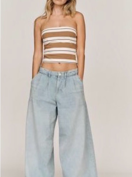 Pilcro Wide-Leg Light Wash Jeans In Light Blue Size S